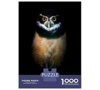 Puzzle De 1000 Pièces pour Adolescents Spectacled Owl Portrait on Black Background Puzzles pour Adultes, Jeux De Détente, Assemblage De Motifs, Activités Amusantes À La Maison, 70x50cm/1000pcs