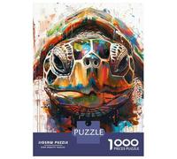 Puzzle De 1000 Pièces pour Adolescents Splash Watercolor Turtle Puzzle pour Adultes Jeu Manuel Défi Difficile Est Idéal comme Cadeau 52x38cm/1000pcs
