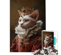 Puzzle de 1000 pièces pour Adolescents Spynx Chat Félin Royauté Jeux relaxants et éducatifs Jouet Stimulant Cadeau d'anniversaire Améliore la mémoire (Dimensions 75x50cm)