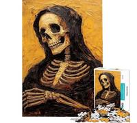 Puzzle de 1000 pièces pour Adolescents Squelette à Capuche Casse-tête et Jeu de réflexion Cadeau pour Femmes Difficile et Stimulant (38x26cm)