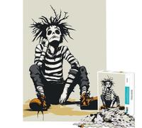 Puzzle de 1000 pièces pour Adolescents Squelette mime en Pleine réflexion Jeu éducatif défi Jouet Familial Course de Vitesse Manuelle Cadeau d'anniversaire (Taille 75x50cm)