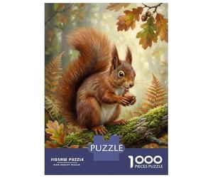Puzzle De 1000 Pièces pour Adolescents Squirrel with Nut in Autumn Forest Puzzles pour Adultes Vacances À La Maison pour Se Divertir Interaction Parent-Enfant Soirée Jeux Et Divertissement en Famille