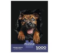 Puzzle De 1000 Pièces pour Adolescents Staffordshire Bull Terrier Puzzle pour Adultes Jeu Manuel pour Améliorer La Mémoire Cadeau d'anniversaire, Cadeaux, 38x26cm/1000pcs