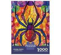 Puzzle De 1000 Pièces pour Adolescents Stained Glass Spider Web Puzzle Jeu Manuel Difficile Difficile Cadeaux pour Les Amis Et La Famille 38x26cm/1000pcs