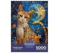 Puzzle De 1000 Pièces pour Adolescents Starry Night Cat Art Print Puzzles pour Adultes Anti-Stress Défi Éducatif Jeu De Défi Unique 38x26cm/1000pcs
