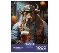 Puzzle De 1000 Pièces pour Adolescents Steampunk Beer Buffalo Puzzle Adulte Jeu Manuel D'assemblage De Motifs Idéal comme Cadeau 52x38cm/1000pcs