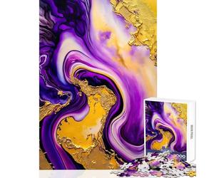 Puzzle de 1000 pièces pour Adolescents Style Abstrait à l'encre à Alcool décoration intérieure Jouet idée Cadeau Jeu de réflexion avec Poster et fiche de Questions Assortis Format 50x75cm