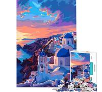Puzzle de 1000 pièces pour Adolescents Style Grec inspiré de Santorin Jeu rétro Stimulant Casse-tête Anti-Stress Cadeau d'anniversaire (75x50cm)