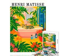 Puzzle de 1000 pièces pour Adolescents Style Henri Matisse Chat dans Un Bain Jouet Anti-Stress Jeu Pratique et Amusant pour réduire Le Stress Dimensions 38x26cm