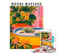 Puzzle de 1000 pièces pour Adolescents Style Henri Matisse hérisson Bain défi à réaliser Course de Vitesse Manuelle Jeu Relaxant pour Les 14 Ans et Plus (38x26cm)