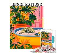 Puzzle de 1000 pièces pour Adolescents Style Henri Matisse thème hérisson et Bain Stimule Le Cerveau l'analyse et la logique Jeu Amusant pour Les 14 Ans et Plus (38x52cm)