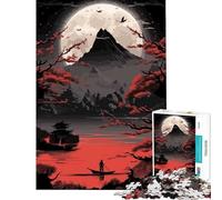 Puzzle de 1000 pièces pour Adolescents Style Japonais Rouge et Noir idéal pour Un Anniversaire ou Noël Un Jeu Amusant et Humoristique à réaliser soi-même à partir de 14 Ans Dimensions 50x75cm