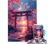 Puzzle de 1000 pièces pour Adolescents Style Japonais Torii Vaporwave Stimulant à compléter pour s'amuser en Famille Jouet Anti-Stress pour Les 14 Ans et Plus (38x26cm)