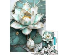 Puzzle de 1000 pièces pour Adolescents Style Kintsugi Lotus et marbre Jeu de réflexion Jouet éducatif pour la décoration intérieure (38x26cm)