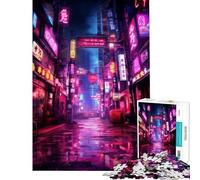 Puzzle de 1000 pièces pour Adolescents Style néon Cyberpunk Japonais Jeu Familial décoration Murale Difficile et Stimulant (Taille 50x75cm)