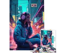 Puzzle de 1000 pièces pour Adolescents Style néon lo-FI Cyberpunk Difficile et Stimulant décoration intérieure Jeu de réflexion adapté aux Personnes de 14 Ans et Plus (38x52cm)