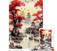 Puzzle de 1000 pièces pour Adolescents Style Peinture Japonaise à l'encre Jeu éducatif Casse-tête Collection d'artistes Beaux-Arts Format 38x26cm