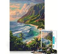 Puzzle de 1000 pièces pour Adolescents,Style rétro hawaïen Pixel Art,découpe Parfaite,Jeu de logique Amusant,Jeu paisible,idéal pour Un Anniversaire (38x26cm)