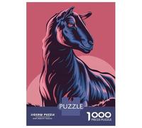 Puzzle De 1000 Pièces pour Adolescents Stylized Goat Portrait with Pink Background Puzzles pour Adultes Jeux Relaxants Découpe De Précision Cadeaux De Noël Et d'anniversaire 38x26cm/1000pcs