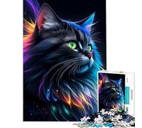 Puzzle de 1000 pièces pour Adolescents Superbe Chat Noir Fantastique Jeu éducatif et Casse-tête Idéal pour Les Couples Cadeau Amusant (Dimensions 50x75cm)