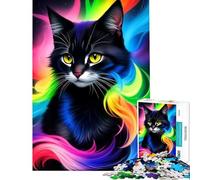 Puzzle de 1000 pièces pour Adolescents Superbe Jeu Fantastique avec Un Chat Noir Jeu Familial Stimulant pour se détendre (Dimensions 38x52cm)