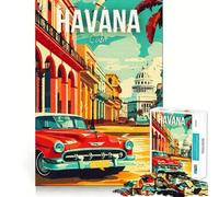 Puzzle de 1000 pièces pour Adolescents sur Le thème de La Havane,Cuba,avec découpe Lisse,pour Un Jeu Stimulant et Relaxant,idéal pour Un Anniversaire (38x26cm)