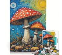 Puzzle de 1000 pièces pour Adolescents sur Le thème des Champignons psychédéliques Jeu Manuel et activités Amusantes à Faire à la Maison avec Poster et fiche de Questions-réponses Assortis 38x26cm