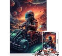 Puzzle de 1000 pièces pour Adolescents sur Le thème des Karts des astronautes et du Fantastique Jeu éducatif Cadeau d'anniversaire idéal pour Toute la Famille Comprend Une Affiche et Une fiche de