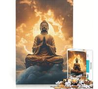 Puzzle de 1000 pièces pour Adolescents sur Le thème du Bouddha Spirituel Jeu Manuel idéal pour Passer Le Temps à la Maison avec Poster et fiche de Questions-réponses Assortis 38x52cm