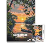 Puzzle de 1000 pièces pour Adolescents, sur Le thème du Parc National des Sundarbans Inde/Bangladesh Idéal pour des soirées Jeux en Famille Idée Cadeau Dimensions : 50x75 cm