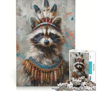 Puzzle de 1000 pièces pour Adolescents sur Le thème du Raton Laveur des Indiens et de l'histoire Jeu éducatif décoration Murale avec Poster et fiche de Questions-réponses Assortis 38x26cm
