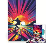 Puzzle de 1000 pièces pour Adolescents sur Le thème du Skateboard et du Coucher de Soleil Jeu Manuel améliore la mémoire Cadeau Unique pour Un Anniversaire ou Noël 38x52cm