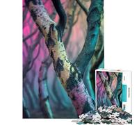 Puzzle de 1000 pièces pour Adolescents sur Le thème du surréalisme Une forêt où Chaque Arbre est Une œuvre d'art Jeu Amusant et éducatif défi et Jouet Cadeau d'anniversaire Anti-Stress (38x26cm)