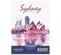 Puzzle De 1000 Pièces pour Adolescents Sydney City Watercolor Puzzle Jeu Manuel Difficile Difficile Cadeaux pour Les Amis Et La Famille 52x38cm/1000pcs