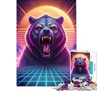 Puzzle de 1000 pièces pour Adolescents Synthwave Bear Roar défi éducatif Jeu de détente pour Les 14 Ans et Plus 50x75cm