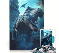 Puzzle de 1000 pièces pour Adolescents T-Rex dans des ruines Antiques Jouet à Monter soi-même décoration Parfaite avec des pièces de Formes aléatoires Parfaitement emboîtables 50x75cm