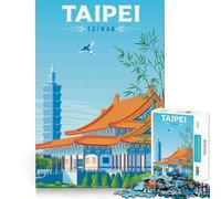 Puzzle de 1000 pièces pour Adolescents, Taipei, Taïwan, Impression d'art de Voyage, découpe Fine, entraînement à la Concentration, Jeu Amusant et Calme, Cadeau de Noël Amusant (38x52cm)