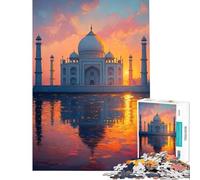 Puzzle de 1000 pièces pour Adolescents Taj Mahal au Coucher du Soleil Stimule Le Cerveau Jouet éducatif Décoration Murale Convient aux Personnes de 14 Ans et Plus 38x52cm