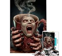 Puzzle de 1000 pièces pour Adolescents Tasse à café d'horreur avec Visage Hurlant Difficile et Stimulant décoration intérieure Jeu de réflexion adapté aux Personnes de 14 Ans et Plus (38x26cm)