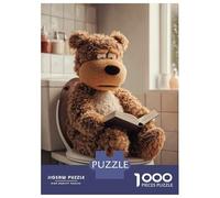 Puzzle De 1000 Pièces Pour Adolescents Teddy Bear Reading on Toilet Poster, Picture, Metal Print, Paint by Creed Puzzle Adulte Jeu Manuel Amusant Et Humoristique Interaction Parent-enfant 52x38cm/1000