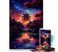 Puzzle de 1000 pièces pour Adolescents Temple du Crépuscule, découpe Fine, Art, entraînement à la Concentration, Jeu Amusant et Calme, Cadeau de Noël (50x75cm)