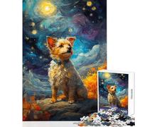 Puzzle de 1000 pièces pour Adolescents Terrier du Tibet Nuit étoilée Jeu éducatif Améliore la mémoire Décoration Murale Cadeau d'anniversaire Unique (38x52cm)