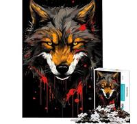 Puzzle de 1000 pièces pour Adolescents Tête de Loup Sauvage à Peindre Jeux relaxants et addictifs pour cultiver la Patience Défi Stimulant (Dimensions 38x52cm)