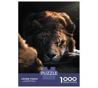 Puzzle De 1000 Pièces pour Adolescents The Sleeping Fox and Lion Puzzle Adulte Jeu Manuel D'assemblage De Motifs Idéal comme Cadeau 70x50cm/1000pcs
