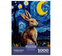 Puzzle De 1000 Pièces pour Adolescents The Starry Night Rabbit Puzzles pour Adultes Jeux De Détente Vacances À La Maison Passer Le Temps Défi À Compléter 38x26cm/1000pcs