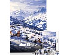 Puzzle de 1000 pièces pour Adolescents thème Alpe d'Huez Station de Ski Jeu Antistress idéal pour Les Femmes et Les Hommes Un Cadeau Parfait pour Toute la Famille Dimensions 50x75cm