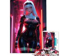 Puzzle de 1000 pièces pour Adolescents thème Anime Nonne en Latex Jeu intellectuel et Manuel Anti-Stress pour Les Amateurs de Jeux (Taille 50x75cm)