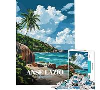 Puzzle de 1000 pièces pour Adolescents thème Anse Lazio Seychelles Plage Tropicale activités Amusantes à la Maison Un Jouet à Monter soi-même pour Les 14 Ans et Plus (38x52cm)