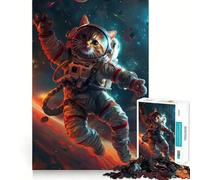 Puzzle de 1000 pièces pour Adolescents,thème Astronaute et Chat de l'espace,découpe Lisse,Jeu de logique,Moment de détente,Cadeau d'anniversaire ou Loisir (38x52cm)