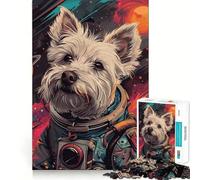 Puzzle de 1000 pièces pour Adolescents,thème Astronaute et Terrier de l'espace,découpe Lisse,Jeu de logique,Moment de détente,Cadeau d'anniversaire ou Loisir (38x26cm)